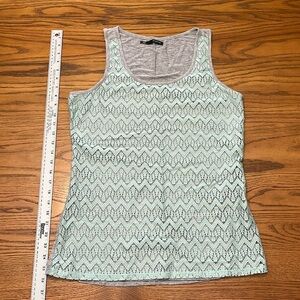 Maurice’s gray with aqua lace overlay tank top